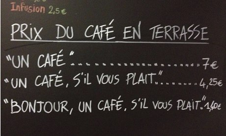 Кафе во Франции дает скидки за вежливость