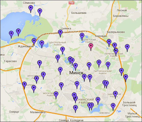На Google появилась карта Минска с местами для свиданий в машине