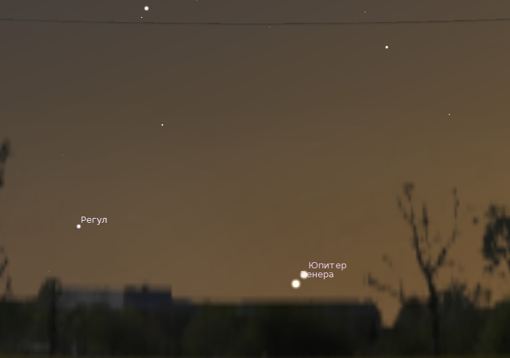В ночь на среду на звездном небе произойдет слияние Юпитера и Венеры