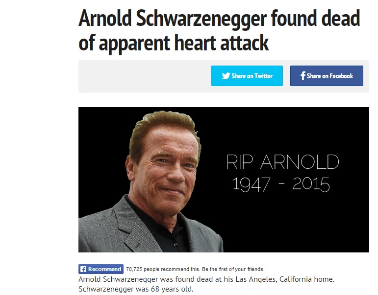 «Он вернется»: в сети разошлась фейковая новость о смерти Шварценеггера