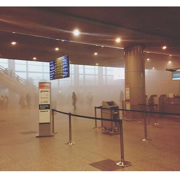 Из-за пожара в аэропорту Домодедево началась эвакуация (фото, видео)