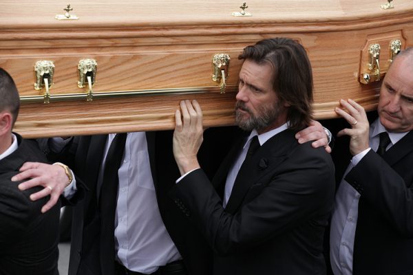 TIPPERARY, IRELAND - OCTOBER 10: Jim Carrey attends The Funeral of Cathriona White on October 10, 2015 in Cappawhite, Tipperary, Ireland. (Photo by Debbie Hickey/Getty Images)
