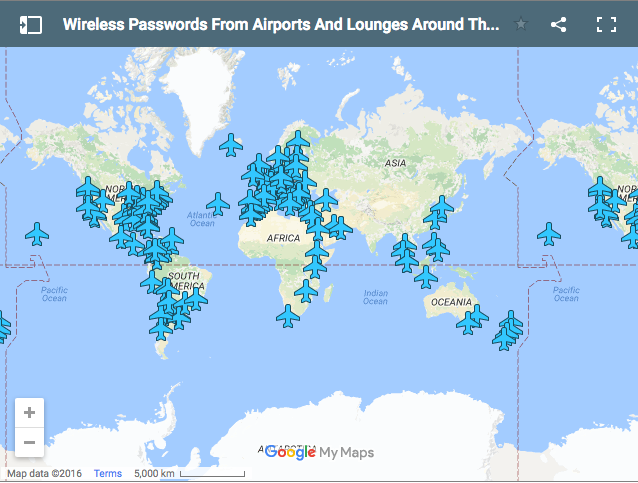 Блогер собрал пароли от Wi-Fi аэропортов всего мира на одной карте