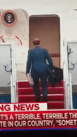 Дональд Трамп странно бросил зонт по пути в самолёт. И, кажется, это самый несчастный зонтик на свете