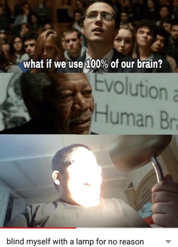 Мем об использовании мозга на 100 % научит лайфхакам (почти)