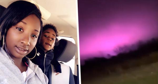 Девушка сняла пурпурное ночное небо, и люди подумали об НЛО. Но правда оказалась очень забавной и приземлённой