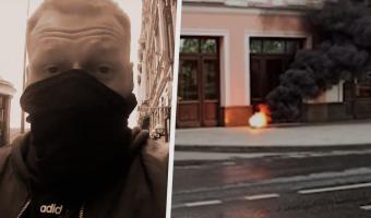 Блогер заснял поджог дымовой шашки у офиса Google в Москве. Он назвал это акцией против банов на YouTube
