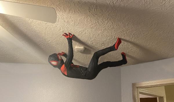Мальчик надел костюм Человека-паука и залез на потолок. Но помог не паучий укус, а хорошая наследственность