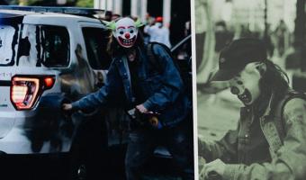 Парень в маске Джокера поджёг полицейскую машину на протесте. И попался на детали, которой не было в фильме