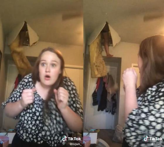 Девушка снимала видео с пением, а получилось - с эпичным провалом. Потолок вышел из чата и сделал кадры круче