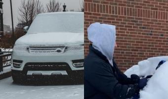 Отец показал на видео, как чистит машину от снега, и разозлил зрителей. Ведь в роли щётки выступил его сын