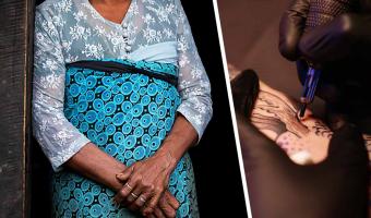 Женщины из Мьянмы придумали, как избежать похищений. При виде таких татуировок мужчины бегут от них в панике