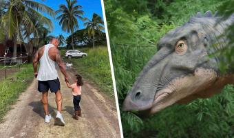 Дуэйн Джонсон объяснил дочке, почему он динозавр, а та не поняла. Зато взгляд девочки разбивает скалы и сердца