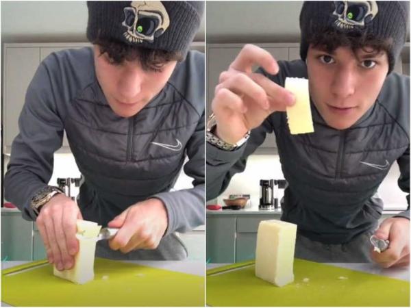 Блогер показал, как резать сыр тонкими слайсами без ножа и сломал зрителей. Лишь внимательные увидели проблему