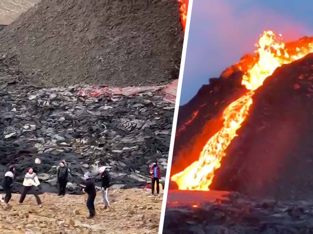 Исландцы на видео играют в волейбол на фоне извергающегося вулкана