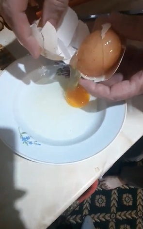 Курица удивила хозяйку, угостив её необычным яйцом. Она снесла природный киндер-сюрприз, но люди не верят