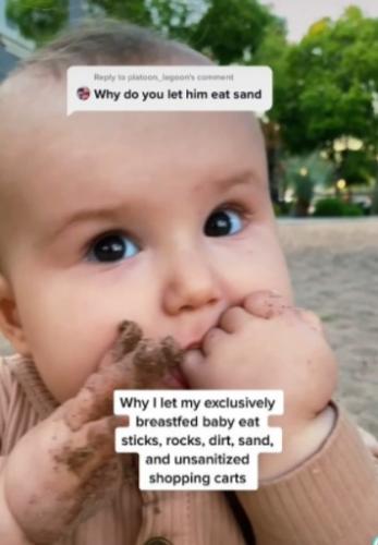 Мама смотрит, как младенец ест песок, и даёт ему ещё. Её аргументы в свою защиту - заявка на "Мать года"