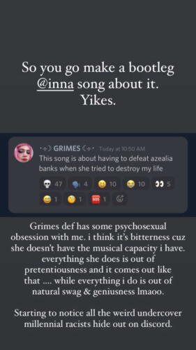 Певица Grimes продолжила вражду с Азилией Бэнкс, написав о рэперше новый трек