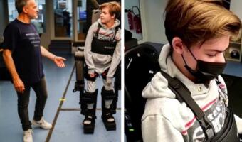 Отец собрал для сына с инвалидностью экзоскелет, позволяющий ему ходить
