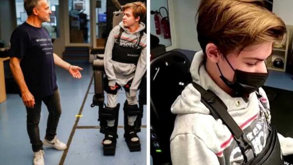 Отец изобрёл для сына с инвалидностью экзоскелет, позволяющий ему ходить