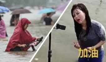 Блогеры снимают видео о серьёзных наводнениях в Китае, лёжа в спокойной реке