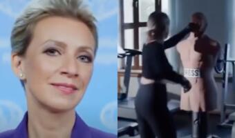 Мария Захарова избила манекен с надписью «press»‎ в поддержку российских олимпийцев