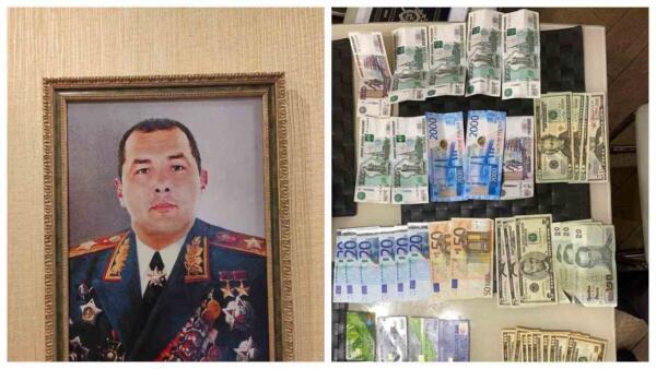 Дома у чиновника из Ростова нашли его портрет со звёздами героя СССР и пачки денег