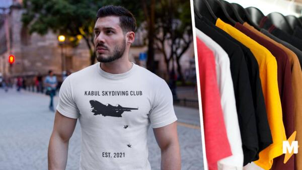 Клуб кабульских парашютистов. Дизайнеры выпускают футболки с падающими с самолёта беженцами