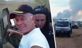 Весёлый Олег Газманов на танке на фоне лесных пожаров стал русской версией мема Disaster Girl