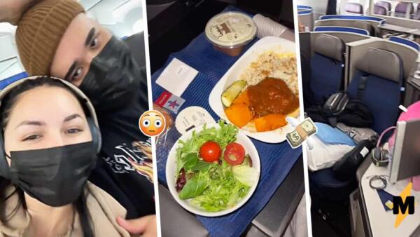 Блогерша потратила 700 тысяч рублей за люксовый полёт с Emirate Airlanes. Ела пюре с пустым салатом