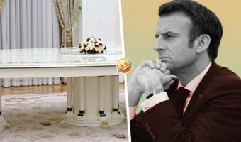 Как россияне высмеяли стол на встрече Владимира Путина и Эмманюэля Макрона и что за мемы с мебелью