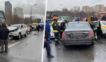 Как спасатели вызволяли людей из авто в ДТП на Рублёвке. На видео — смятые такси и вертолёт с врачами