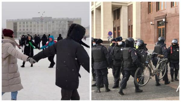 Как прошли митинги в городах России. На видео -- "задержанный" велосипед и поющие в хороводе ижевчане