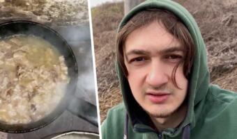 Фриган Стас Аскет показал, как живёт в Украине. Спокойно жарит шкварки, пока на улице слышна стрельба