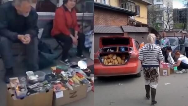 Коробки с Z, багажник хлеба и свежие моги. Как жители Мариуполя торгуют на стихийном рынке