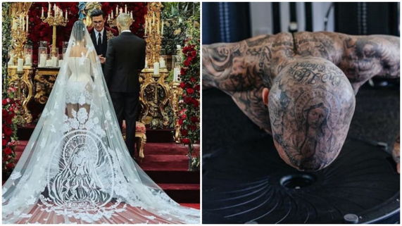 Какие отсылки скрывает свадебное платье Кортни Кардашьян. Моника Белуччи и татуировка Трэвиса Баркера