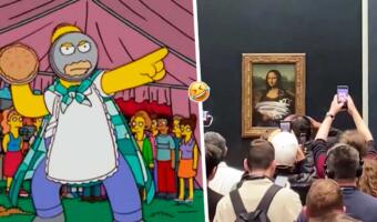 Активист напал на Мона Лизу с тортом и стал мемом. В них картину атакует Гомер и Даша-путешественница