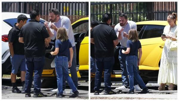 Десятилетний сын Бена Аффлека разбил дорогое авто, пока актёр болтал с Лопес. Лицо отца -- мем о скорби