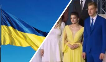 Cиний костюм, жёлтое платье. Образы Коли Лукашенко и выпускницы напомнили рунету цвета флага Украины