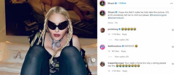 Рэпер 50 cent потроллил Мадонну за фото в очках. Сравнил с инопланетянином, чем разгневал женщин