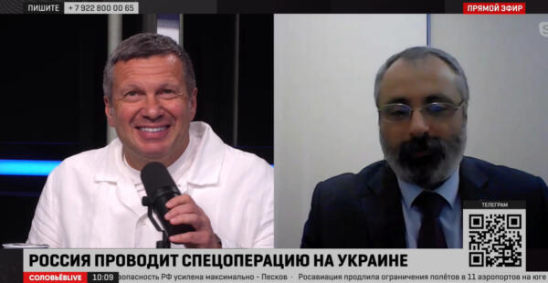 Владимир Соловьев извинился перед Азербайджаном на "Россия-1" за интервью с главой МИД Арцаха