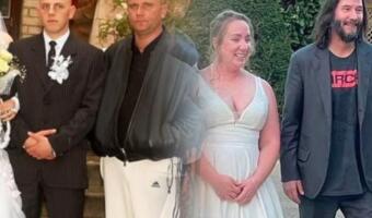 Киану Ривз на свадьбе британской пары будто из мема. На фото выглядит как «Свидетель из Фрязино»