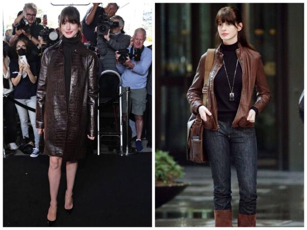 Энн Хэтэуэй невольно повторила лук из "Дьявола носит Prada" в 2022-м. На фото выглядит как 16 лет назад