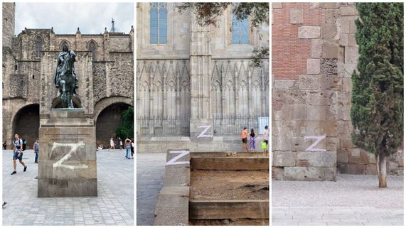 В Барселоне разрисовали буквой Z памятники и стены. А сторонники СВО радуются и благодарят каталонцев
