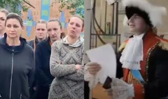 На референдуме в ЛДНР, Херсоне и Запорожье голосуют военнопленные и мужчина в костюме Потёмкина