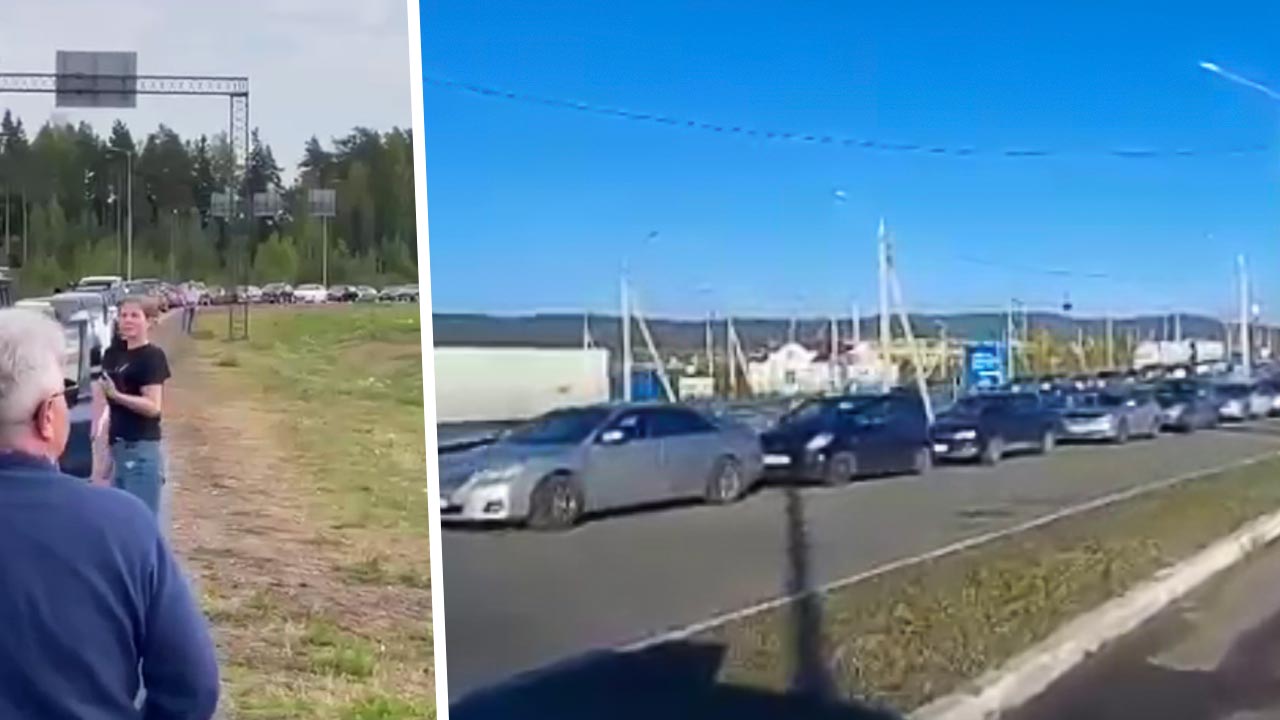 Километровые пробки на границе с РФ попали на видео. Россияне бегут в Грузию, Монголию и Казахстан