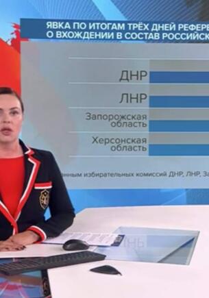 В эфире «Время» на Первом канале показали диаграмму явки на референдуме. На ней 77 процентов больше 83