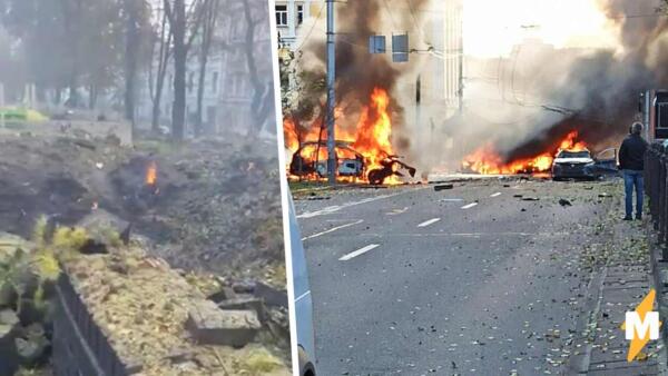 На видео из Киева видны последствия взрывов. На кадрах горят машины, мост и улицы