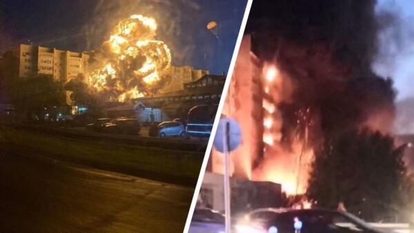 В Ейске упал самолёт Су-34. На видео — сильный пожар в жилом доме и столб чёрного дыма