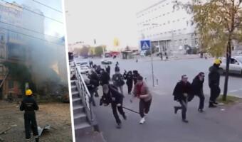 На видео киевляне под звуки взрывов врассыпную бегут, опасаясь дронов-камикадзе
